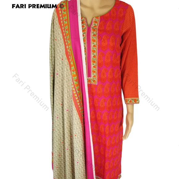 Rangreza 3-PC Printed Cotton Ready-Made Shalwar Kameez Pakistani/Indian Small 38 - Picture 4 of 7